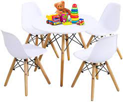 Brio my first railway wooden train sets: Amazon Com Costzon Kids Table And Chair Set Kids Mid Century Modern Style Table Set For Toddler Children Kids Dining Table And Chair Set 5 Piece Set White Table 4 Chairs Furniture Decor