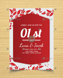 Happy Wedding Anniversary Invitation Card Design With Flowers Vector Uxoui