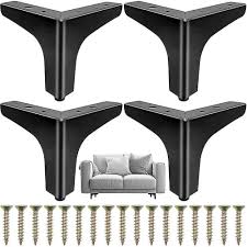4 pieces black metal furniture legs