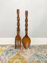Giant Spoon And Fork Wooden Decorative