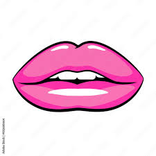 pink lips pop art comics style