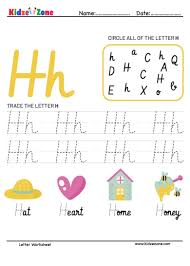 letter h tracing and fun worksheet