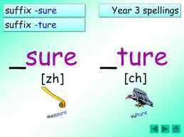 Phonics poster to show ture words. Year 3 Spellings Word Endings Sure Zh Measure And Ture Ch Picture Ppt And Activities Teaching Resources