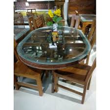 Oval dining table ask price. Oval Table Brown Wooden Dining Table Set For Home Rs 24000 Set Id 21465001297