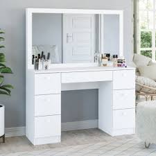 boahaus artemisia modern vanity table white finish for bedroom