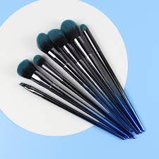 blue fiber hair makeup brush set