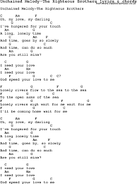 Love Song Lyrics For Unchained Melody The Righteous