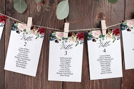 Wedding Seating Chart Cards Template 4x6 5x7 Downloadable