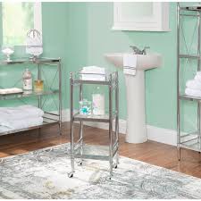 Linon Home Decor Paramount 12 5 In W X 12 5 In D X 30 5 In H Chrome 3 Tier Bathroom Shelf With Wheels Grey