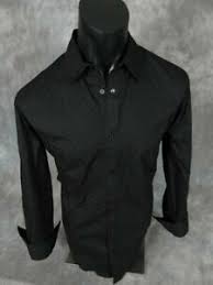 Mens Roar Shirt Solid Black Long Sleeve Dress Shirt Button