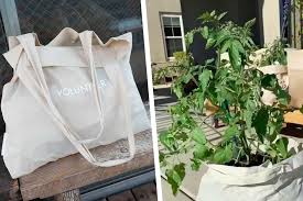 diy grow bags with old canvas tote bags