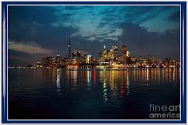 CN Tower and Toronto Down Town Water Front beauty at night full blast photo  Painting by Navin Joshi - Fine Art America
