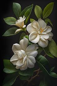 A Painting Of A White Magnolia Flower