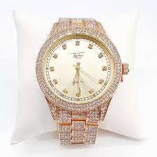 iced out watch 14k gold finish aaa hip