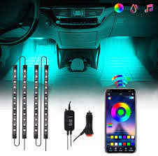 Amazon Com Chusstang Interior Car Lights 48 Leds 4pcs Car Led Strip Lights Bluetooth App Control Lighting Kits And Control Box Music With Car Charger Waterproof Sound Active Function For Smart Phone Automotive