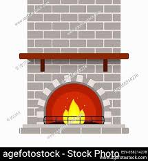 Grey Brick Fireplace Stock Photos And