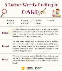 5 letter words ending in oard in