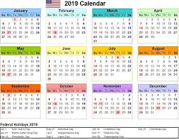 Free Download 2019 Calendar With Colorful Design And