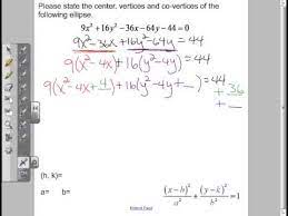 Writing The Equation Of An Ellipse In