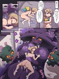 explicit, artist:tacchon, creatures (company), game freak, nintendo,  pokémon, 1boy, 1girl, absurdres, areolae, bed, big breasts, blonde hair,  blue eyes, breast smother, breasts, child, colored sclera, face to breasts,  gen 2 pokemon, gen