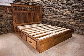 mission style oak bed with drawers king