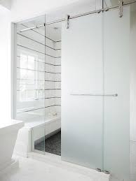 frosted glass sliding shower door on