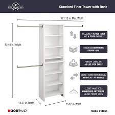 closetmaid impressions 14 58 in d x 25 12 in w x 82 46 in h white standard wood closet system kit 14865