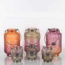 Colored Outdoor Glass Candle Lanterns