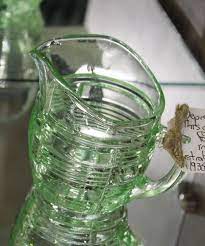 Depression Glass Jug Green With