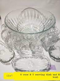 Vintage Clear Glass Punch Bowl 8cups