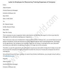 How to write a great internship cover letter. Sample Letter To Employee For Recovering Training Expenses Of Company Hr Letter Formats