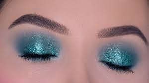 turquoise glitter eye makeup tutorial