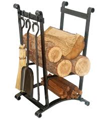 compact hammered steel log rack with