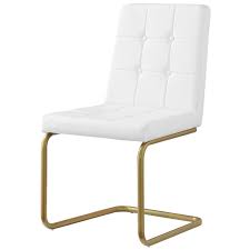 Pair the adeline with any of tov's luxe velvet dining chairs for a sensational look. Posh Living Jonathan Tufted Leather Dining Chair In White Gold Set Of 2 Ad57 01wg2 Cx