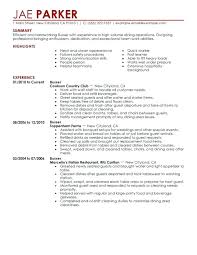 Descriptions For Resumes Busboy Job Description For Resume Job