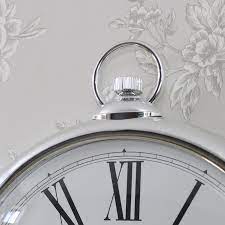 large round silver wall clock