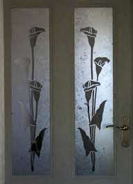 Calla Lily Acid Etched Glass Door