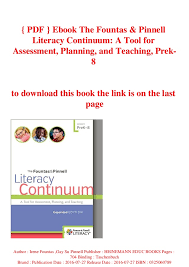 Pdf Ebook The Fountas Pinnell Literacy Continuum A Tool