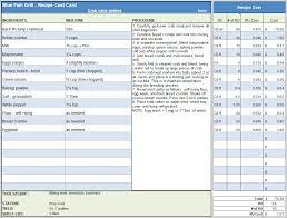 recipe cost spreadsheet template