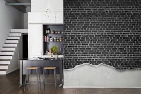 Well Worn Brick Wall Black Wallpaper