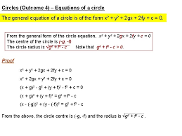 Circles Outcome 4 Equations Of A Circle The