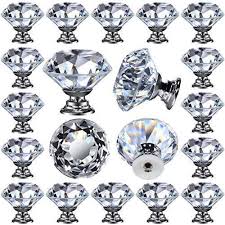 25 Pcs Crystal Glass Knobs Drawer Pulls