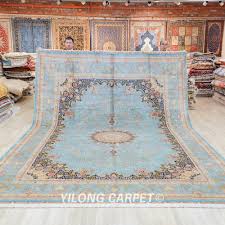 hand knotted persian rug blue silk