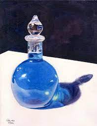 Blue Bottle Watercolor Painting Print