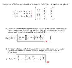 Linear Equations And A Reduced Matrix