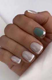 silver and white french tips