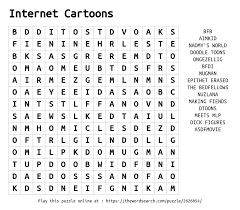 word search on internet cartoons