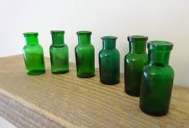 Antique Tiny Green Glass Apothecary