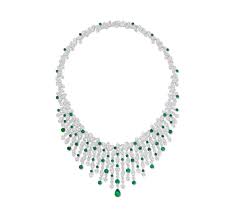 Diamond and peach pearl necklace. Shop Graff Diamonds Emerald Diamond Necklace Fashion Statement