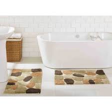khaki washable bath rug set